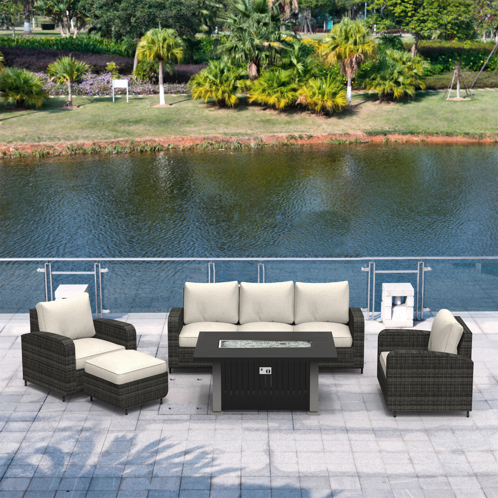 DirectWicker Polyethylene (PE) Wicker 6 - Person Seating Group with Cushions